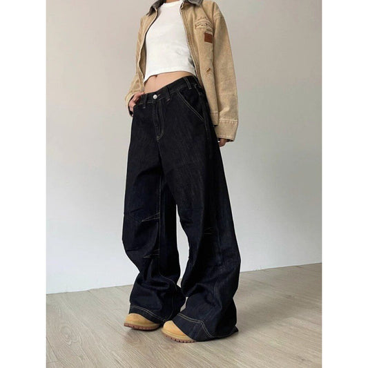 American Designer Retro Washed Design Draping Jeans voor Unisex