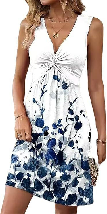 Stijvolle in Effen Kleur Mouwloze V-hals Midi-jurk voor Dames