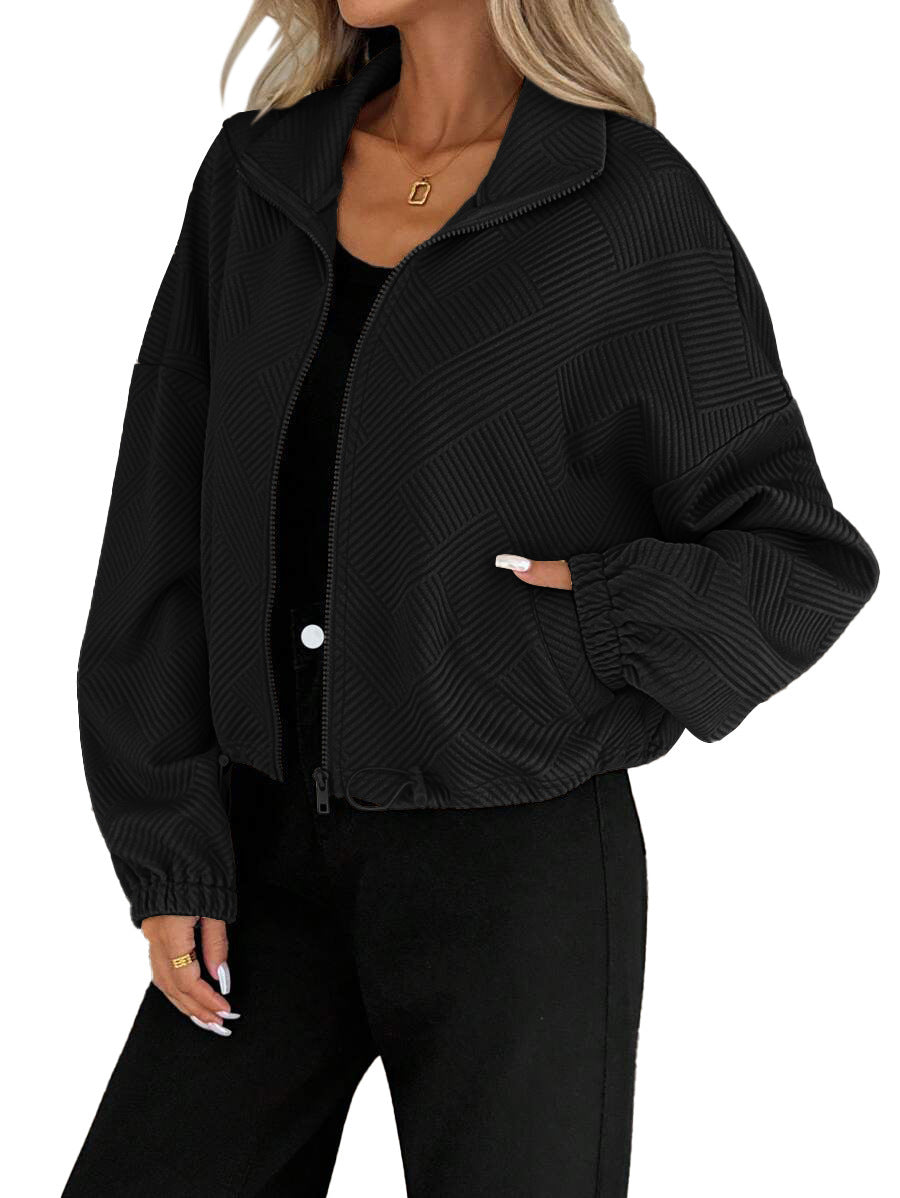Trendy Casual Oversized Geruite-patroon Opstaande Kraag Vestjas met Ritssluiting en Trekkoord voor Dames & Meiden