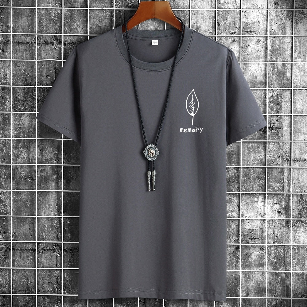 JFUNCY Trendy Eenvoudige Oversized Casual T-shirt met Grafische Bladprint en Korte Mouwen voor Heren