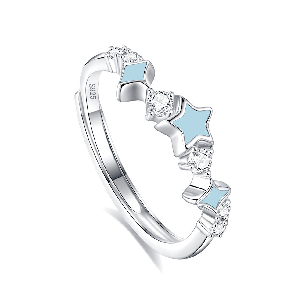 S925 Zilveren Origineel Ontwerp High-End Verstelbare Koppelring met Zirkoonsteen voor Dames & Meiden