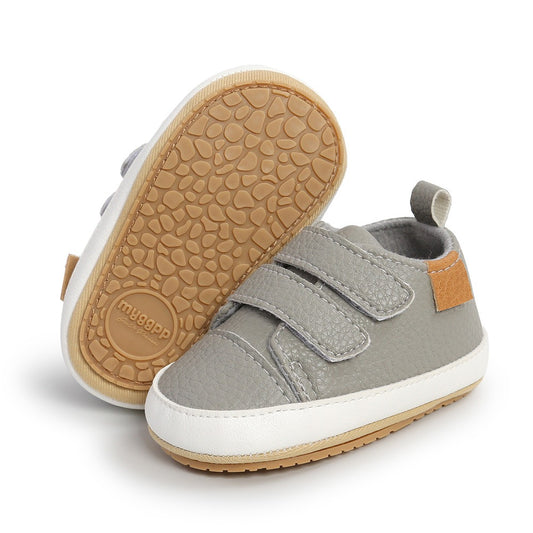 Eenvoudige Casual Effen Kleur Comfortabele Sneakers van PU-Leer met Klittenbandsluiting en Ronde Neus voor Kinderen