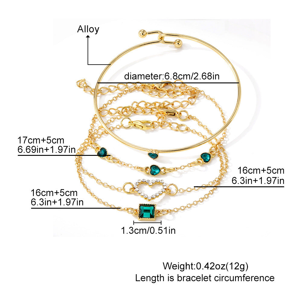 Elegante Vintage Armbanden met Hartvormig Vierkante Edelstenen voor Dames