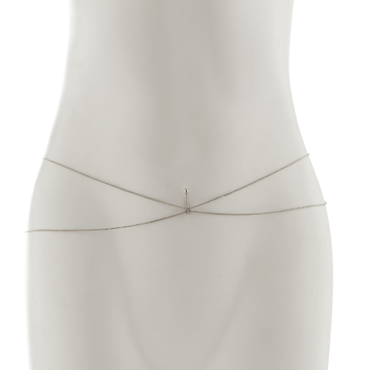 Eenvoudige Elegante Dubbellaagse Dunne Metalen Universele Tailleketting met Navelversiering voor Dames