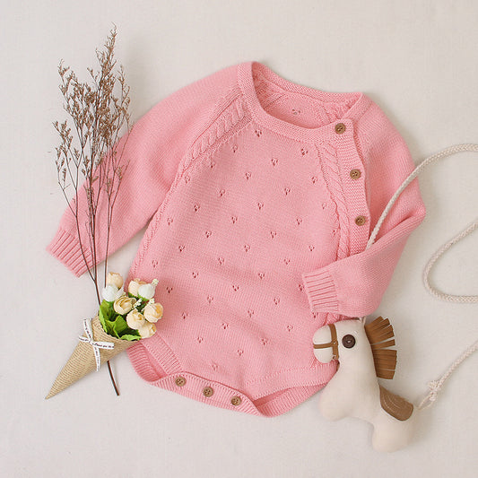 Eenvoudig Gebreide Truien Rompers met Lange Mouwen voor Baby's / Peuters