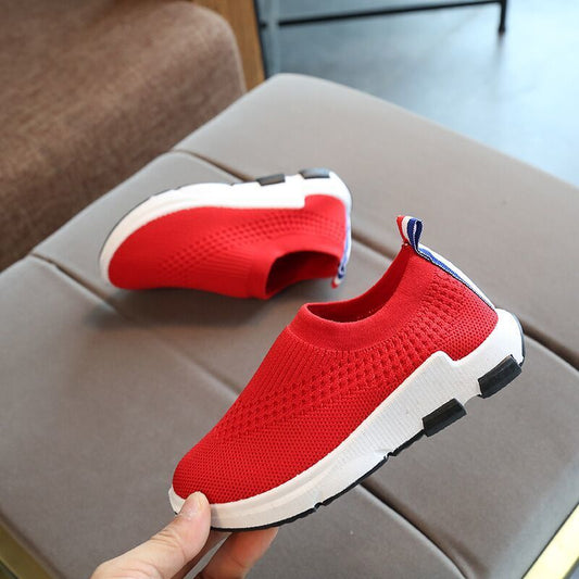 Casual Effen Kleur Gebreide Slip-on Sneakers met Rubber Zool voor Teenager