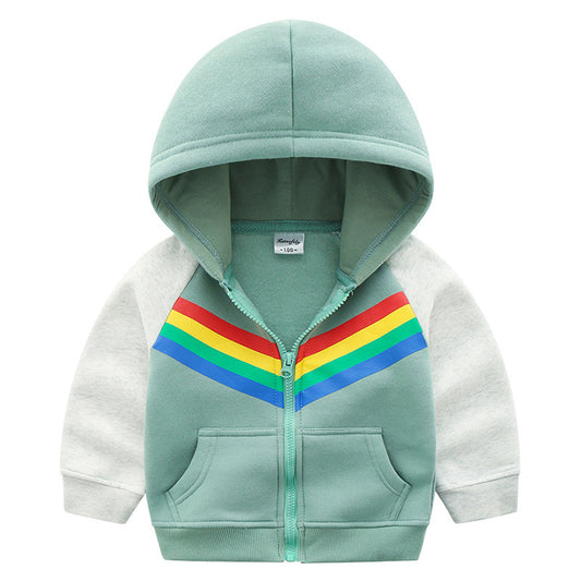 Hoodie-Cardigan met Regenboog Print en Rits voor Kinderen / Tieners