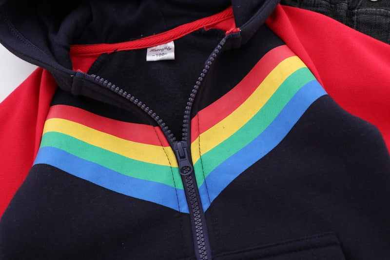 Hoodie-Cardigan met Regenboog Print en Rits voor Kinderen / Tieners