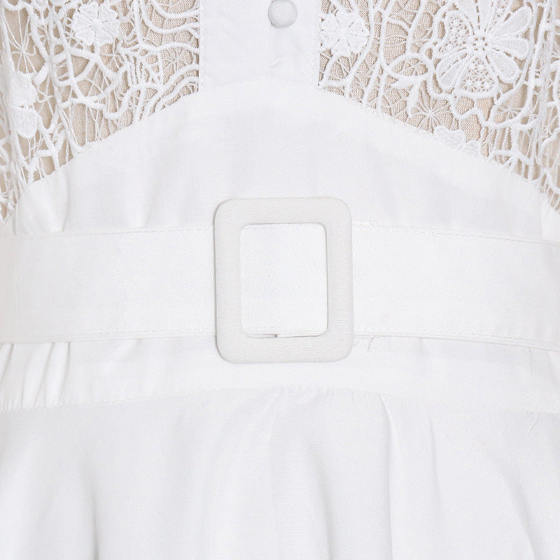 Designer Elegante Jurk met Kant en Pofmouwen voor Dames/ Tieners