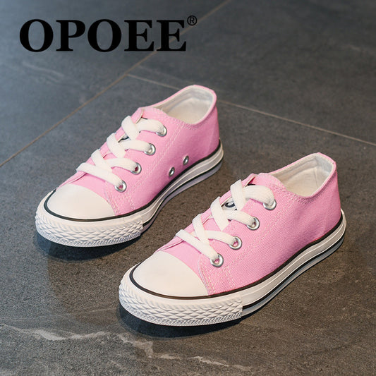Casual Effen Kleur Low Top Canvas Lace up Sneakers voor Kids & Teenager