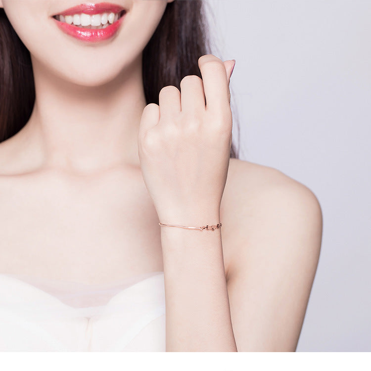 S925 Zilveren Europese Plating Roségoud Sterling Zilveren Armband voor Meiden