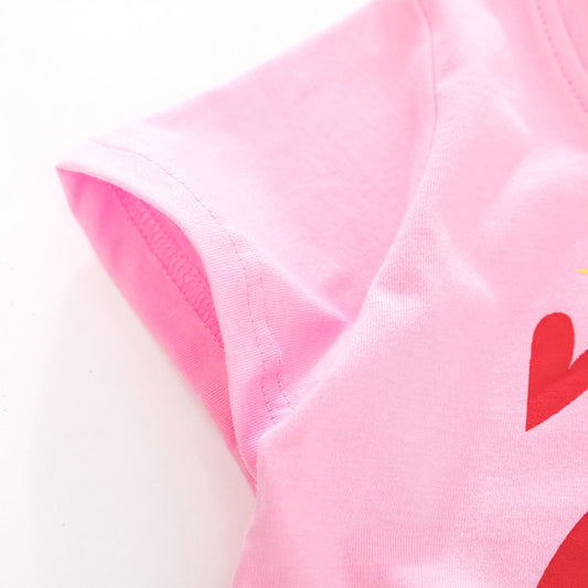 Amerikaanse Casual Schattige Bedrukte Cartoon Print Katoenen T-shirt met Korte Mouwen voor Kinderen