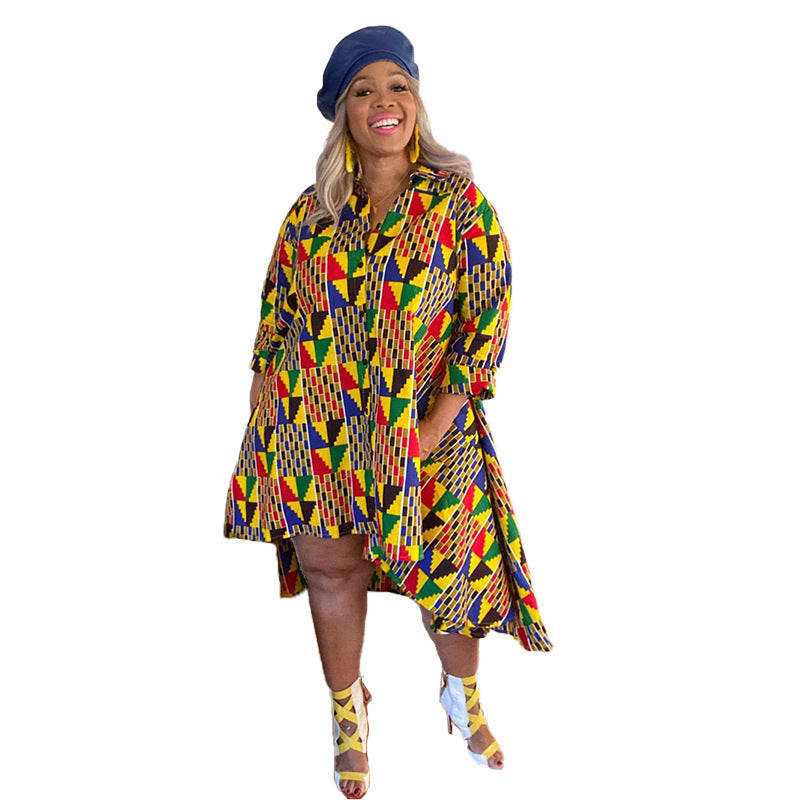 Plus Size Modieuze Dames Jurk in Afrikaanse Stijl