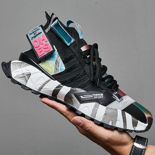 Europese Trendy Casual Kleurrijke Sportsneakers van Mesh met Antislip en Veters voor Heren