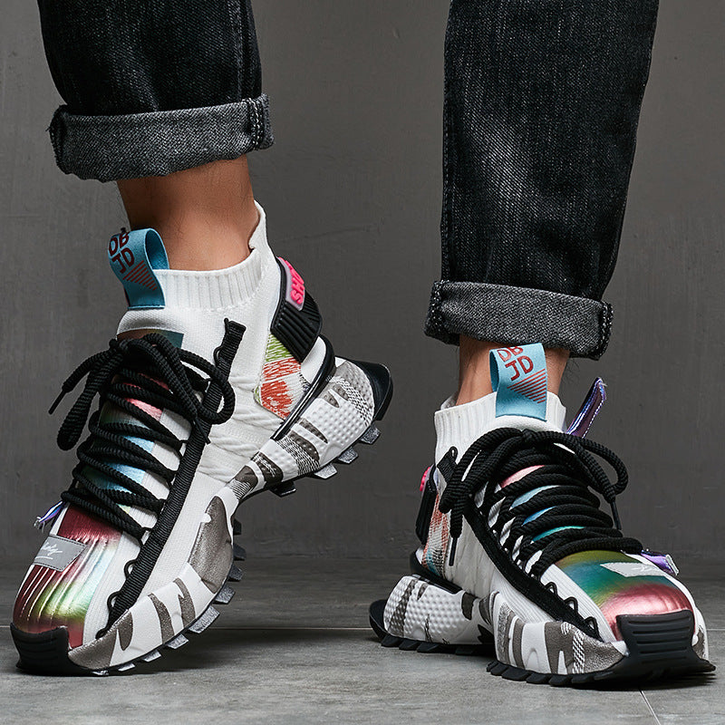 Europese Trendy Casual Kleurrijke Sportsneakers van Mesh met Antislip en Veters voor Heren