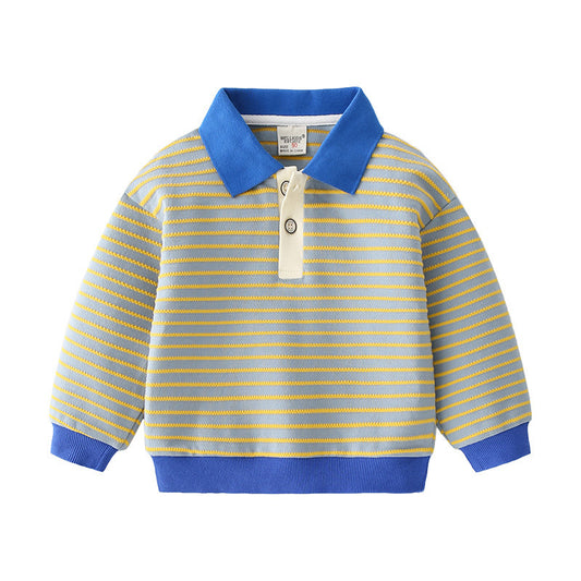 Casual Revers Sweatshirt Twee Gestreepte Kleuren voor Peuters/ Kinderen