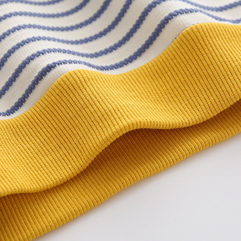 Casual Revers Sweatshirt Twee Gestreepte Kleuren voor Peuters/ Kinderen