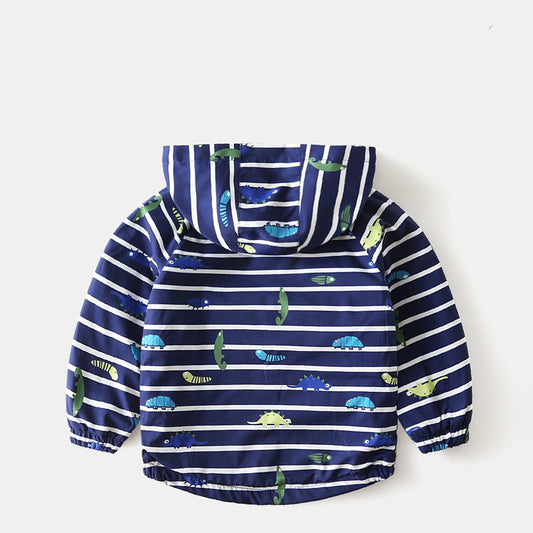 Modieus Gewatteerde Jas met Capuchon en Cartoon Dierenprint voor Peuters/ Kinderen