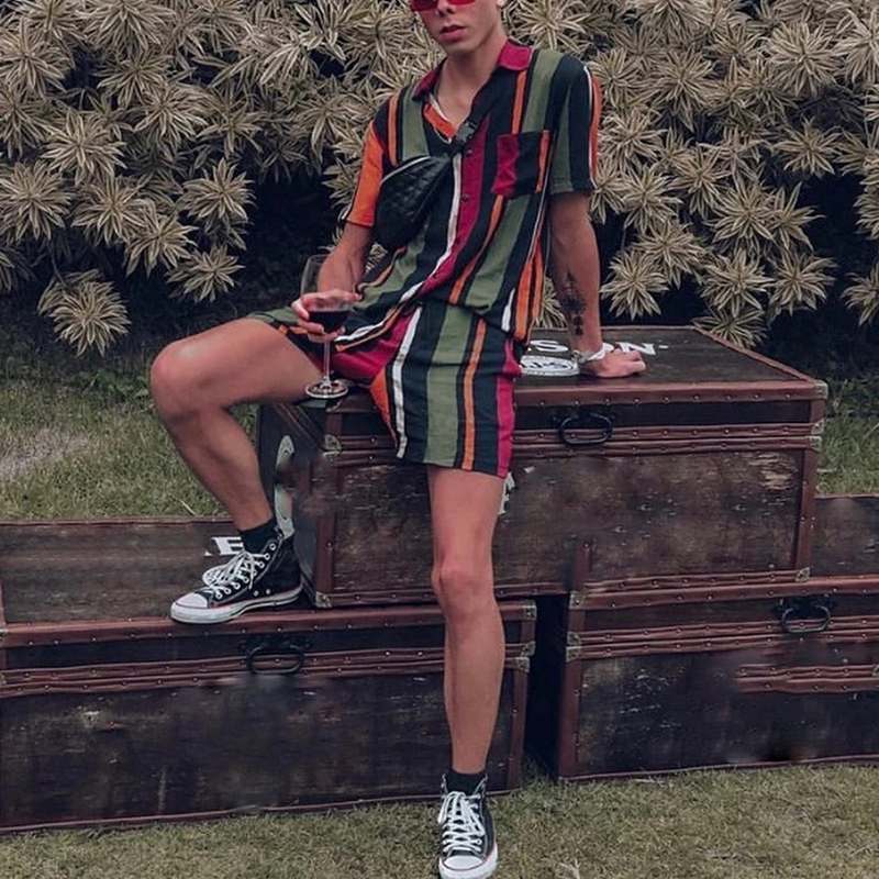 Vintage Hawaiiaanse 2-delige Sets Hawaiiaanse Overhemd & Korte Broek voor Heren &Jongens