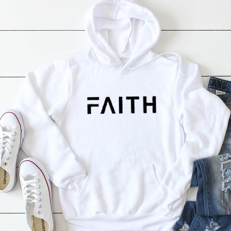 Faith Letter Print Dames Hoodies