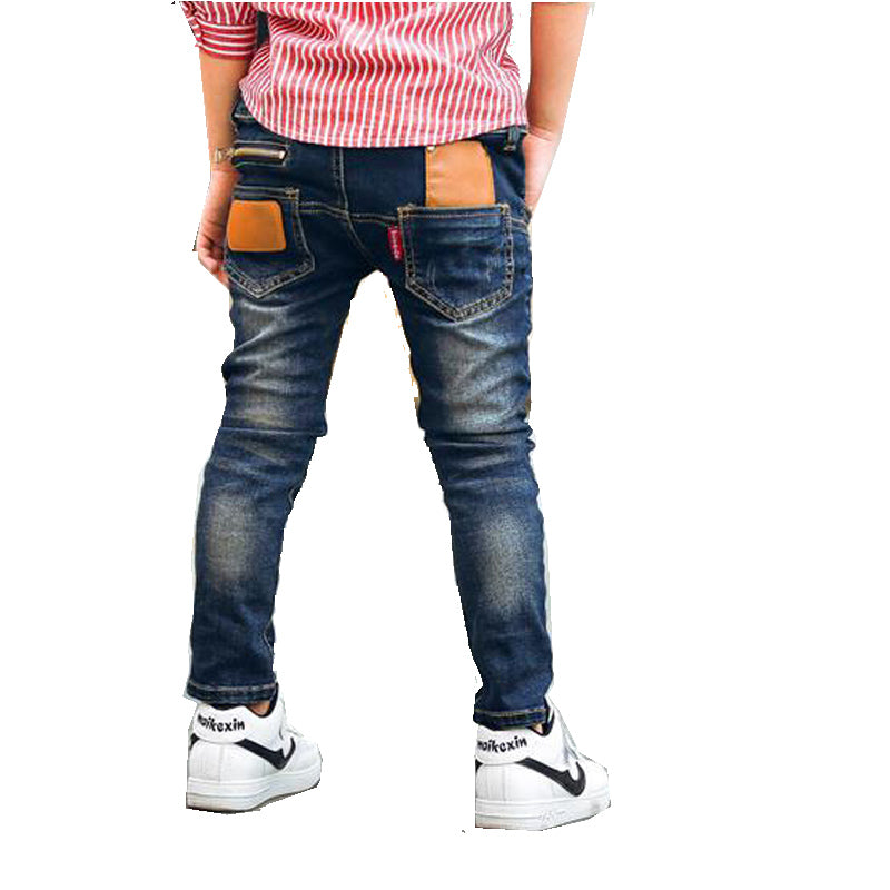 Europese en Amerikaanse Modieuze Abstract Effen Kleur Stretch Denim Jeans met Ritszak voor Kinderen
