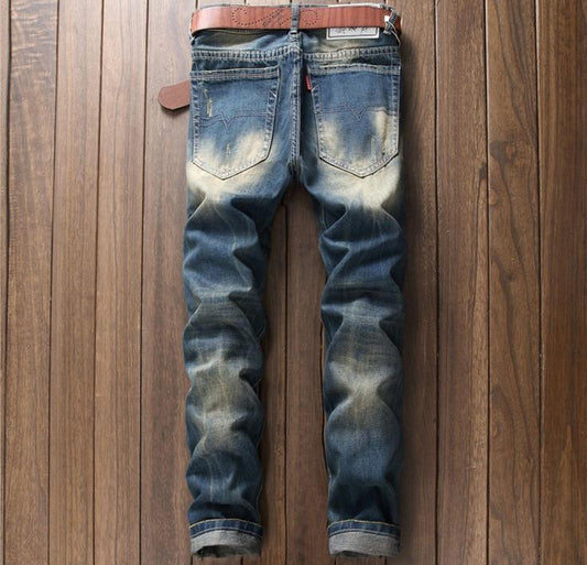 American Designer Style Retro Ripped Washed Jeans voor Heren/ Jongens