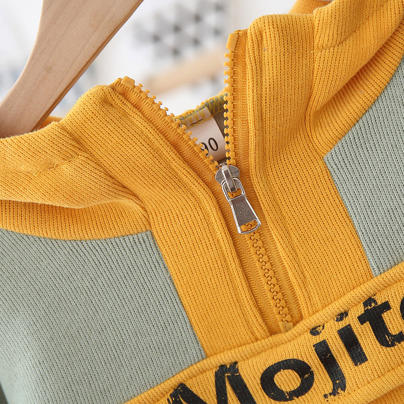 Patchwork 2-delig Outfit Hoodie met Tekst & Broek voor Kinderen