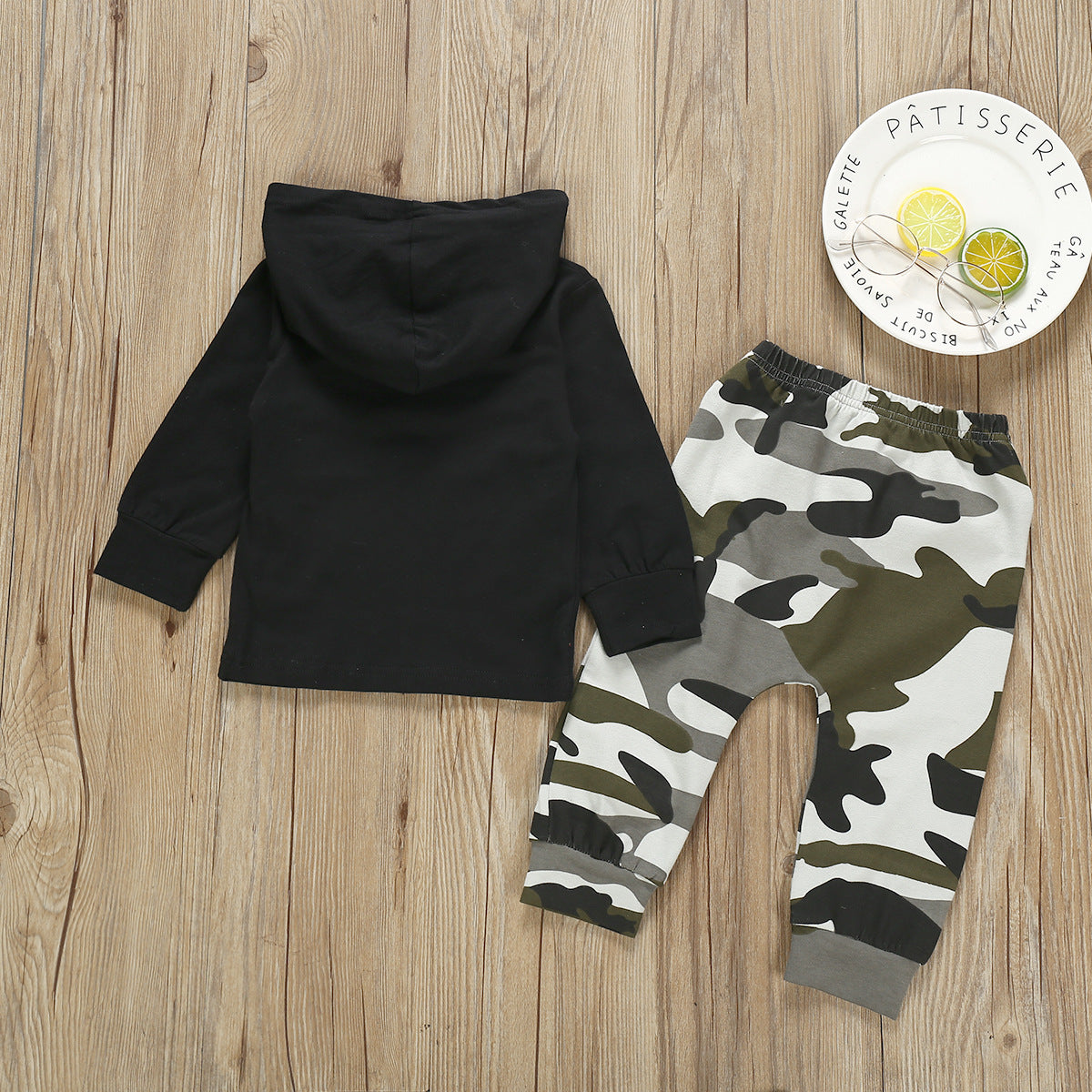 Stoere 2-delige Outfit Hoodie met Tekst & Camouflagebroek/ Broek voor Peuters & Kinderen