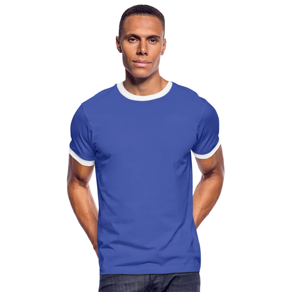 Mannen contrastshirt - blauw/wit