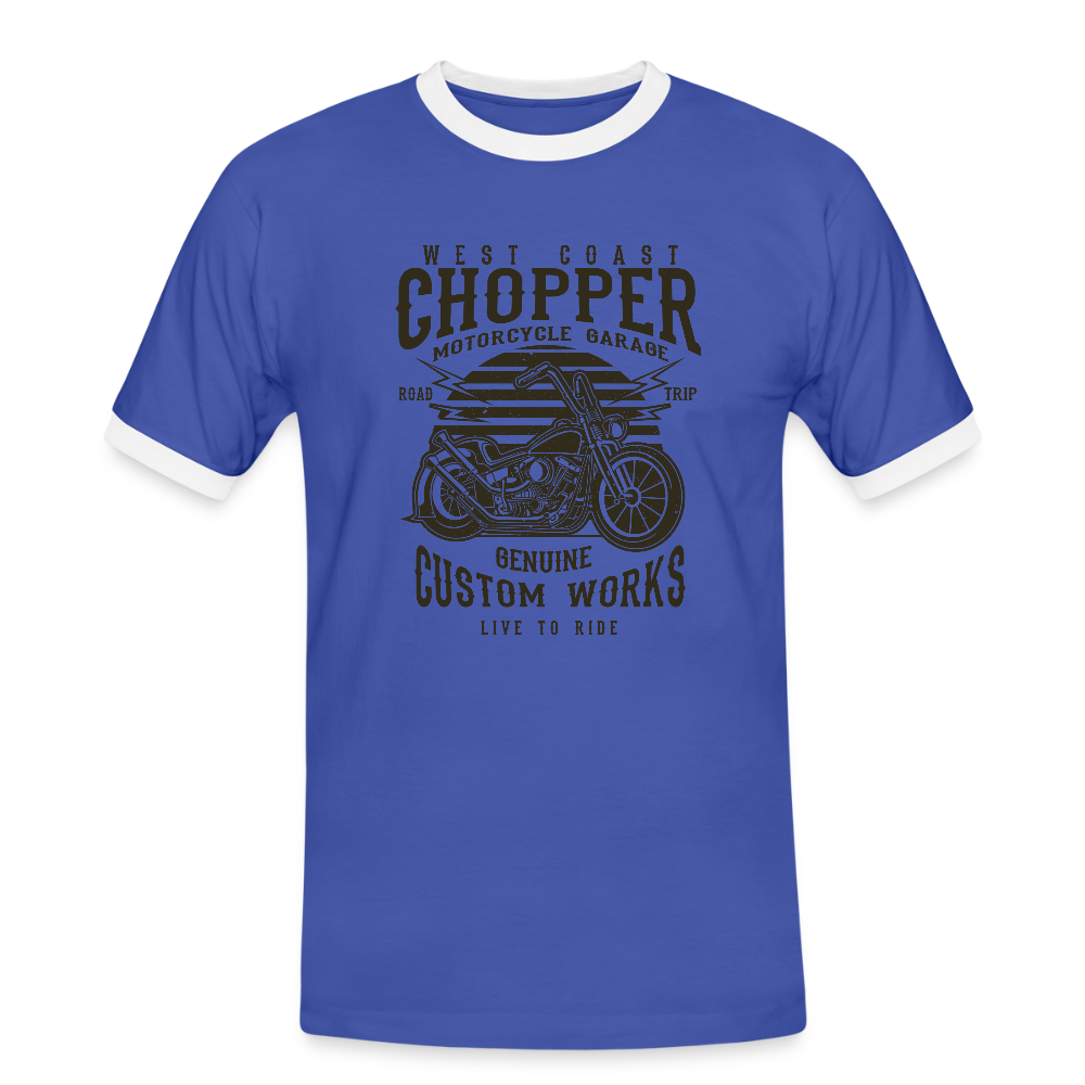 Mannen contrastshirt - blauw/wit