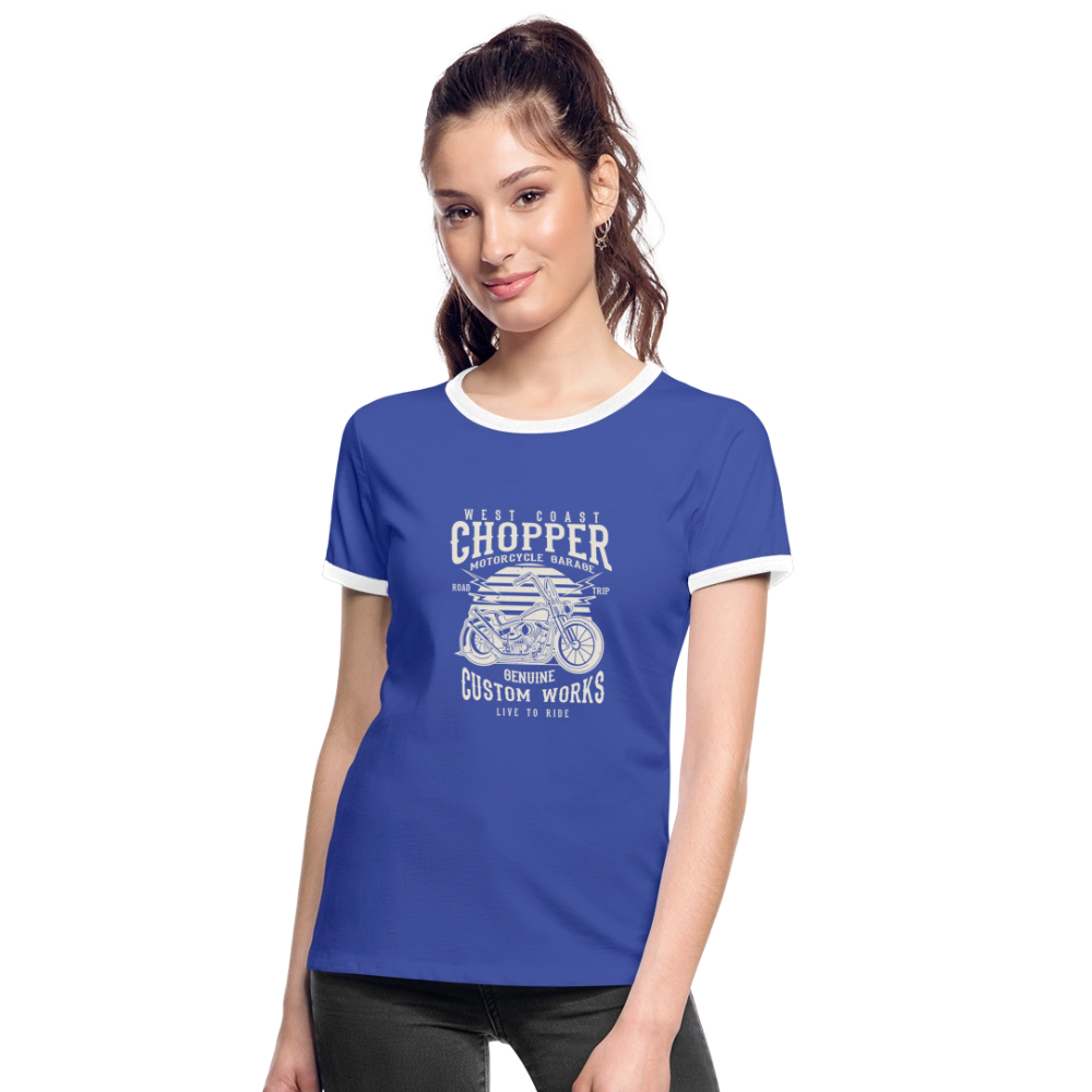 Vrouwen contrastshirt - blauw/wit