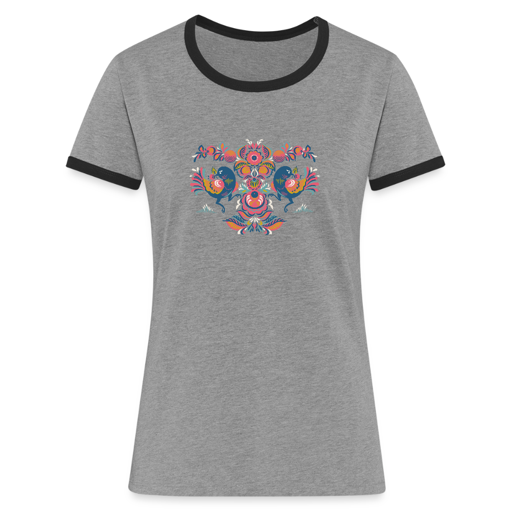 Vrouwen contrastshirt - grijs gemêleerd/zwart