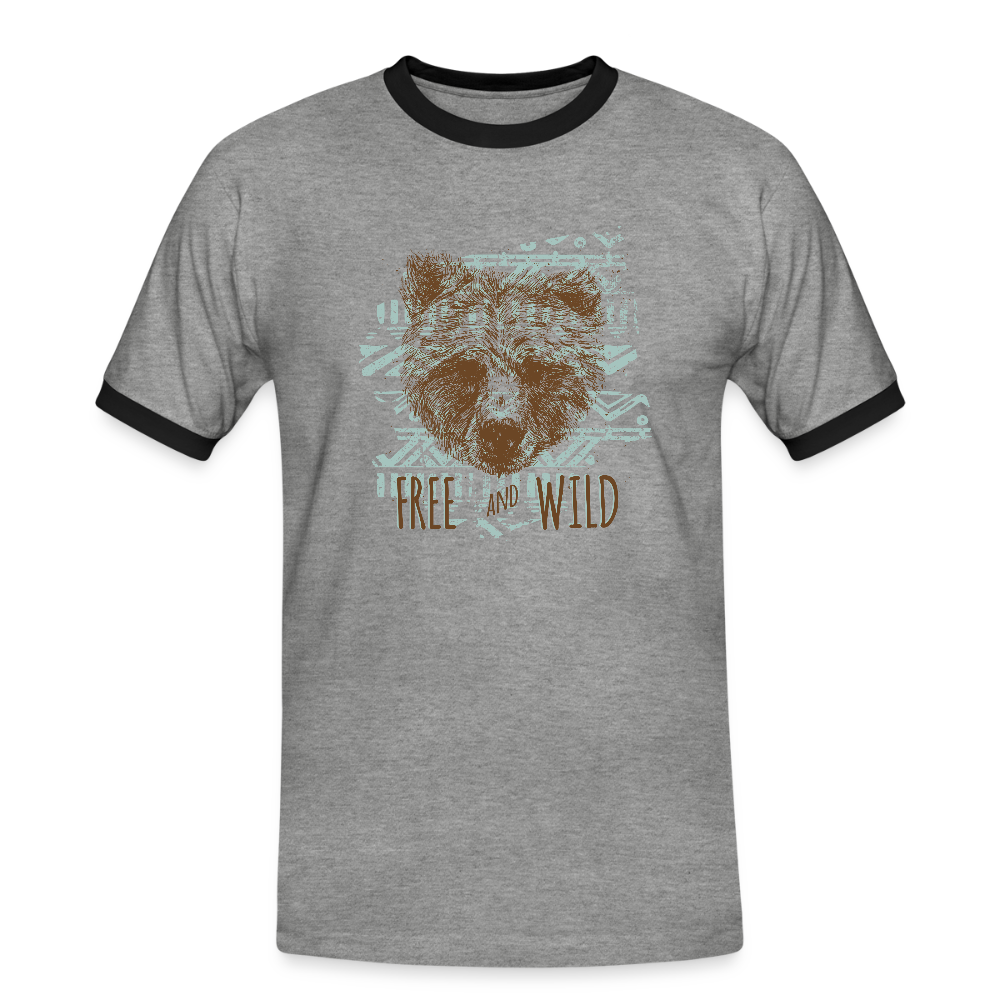 Mannen contrastshirt - grijs gemêleerd/zwart