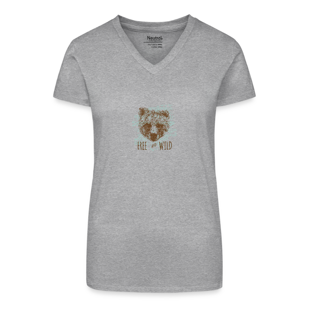 Bio vrouwen T-shirt met V-hals - grijs gemêleerd