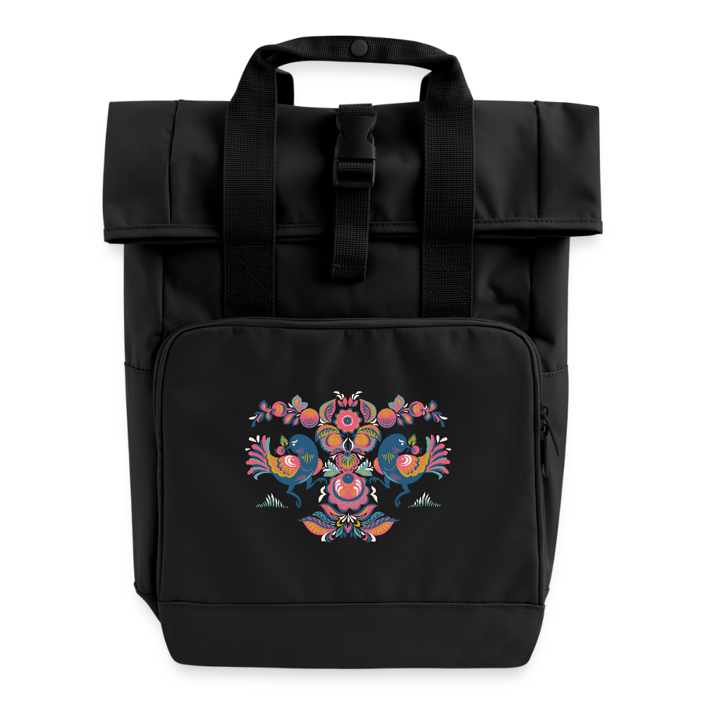 Rolltop rugzak met twee hengsels - zwart