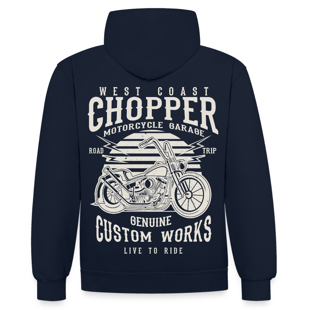 Contrast hoodie - navy/rood