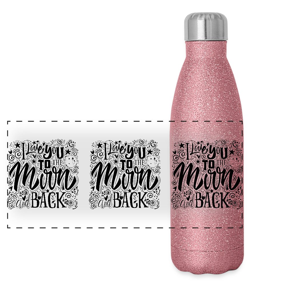 Roestvrijstalen glitter-thermosfles - pink glitter
