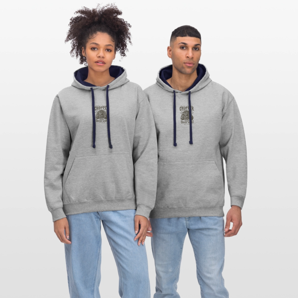 Contrast hoodie - grijs gemêleerd/navy