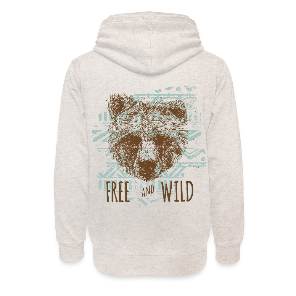 Unisex sjaalkraag hoodie - beige gemêleerd