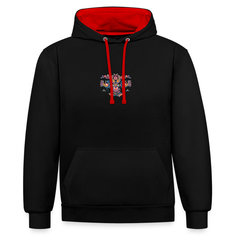 Contrast hoodie - zwart/rood