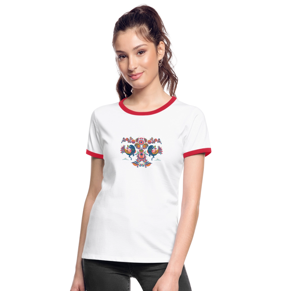 Vrouwen contrastshirt - wit/rood