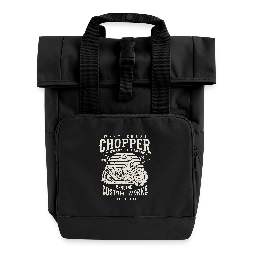Rolltop rugzak met twee hengsels - zwart
