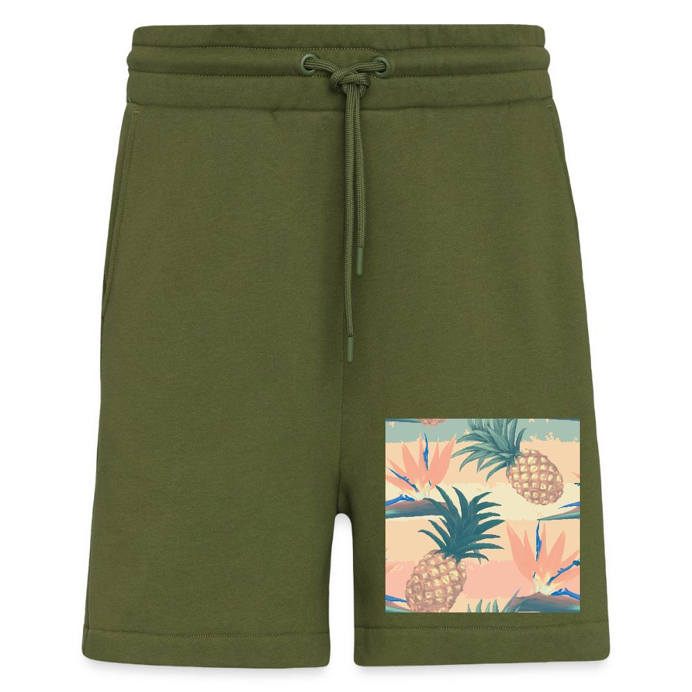 Organic relaxed shorts made in EU - MOSS GREEN