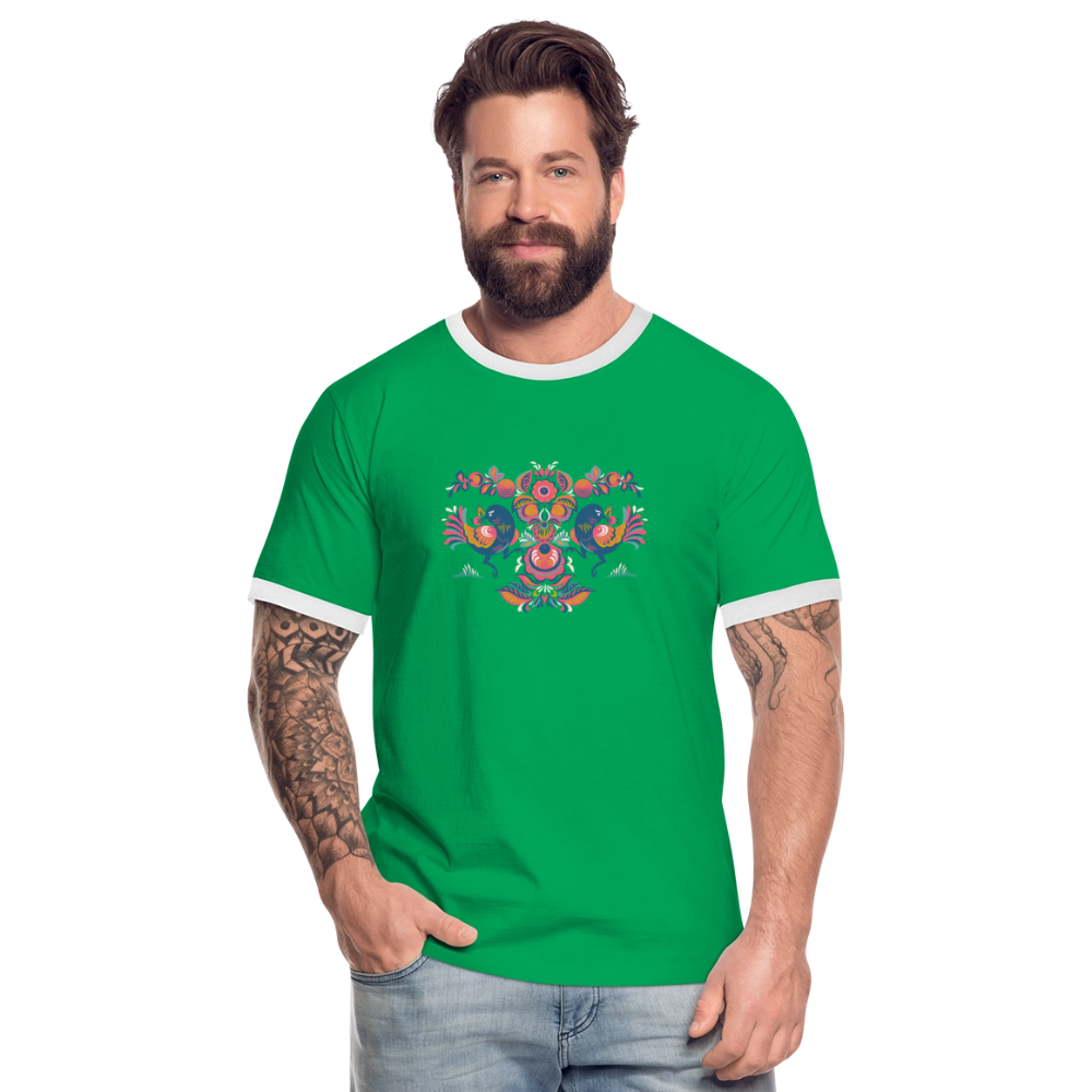 Mannen contrastshirt - kelly groen/wit