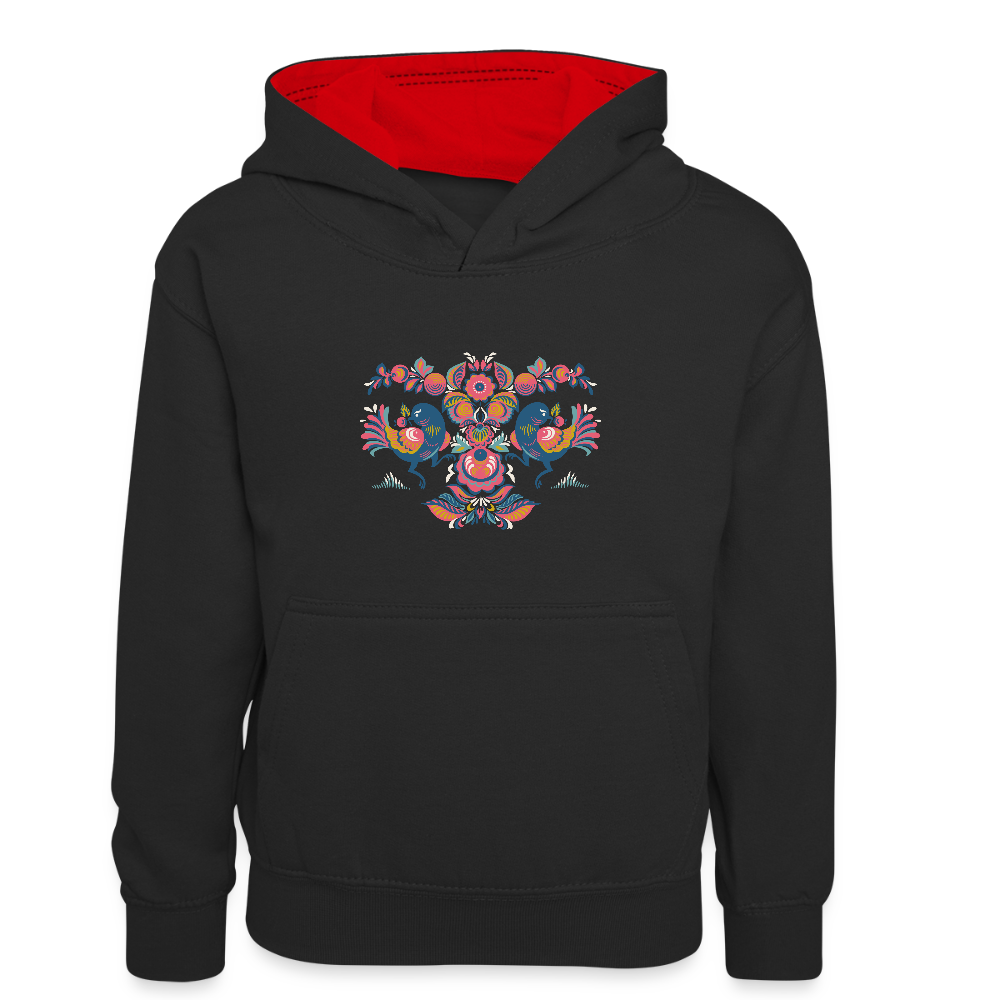 Teenager contrast-hoodie/kinderen contrast-hoodie - zwart/rood