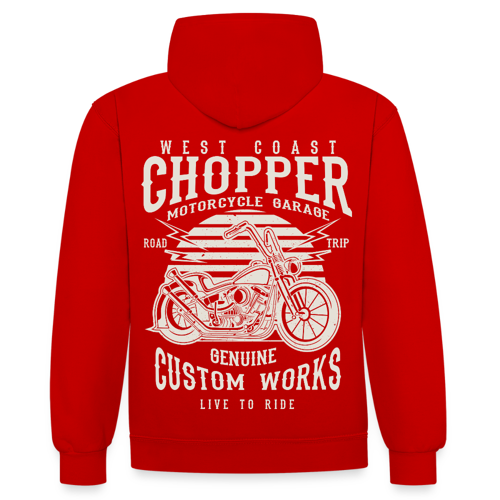 Contrast hoodie - rood/wit