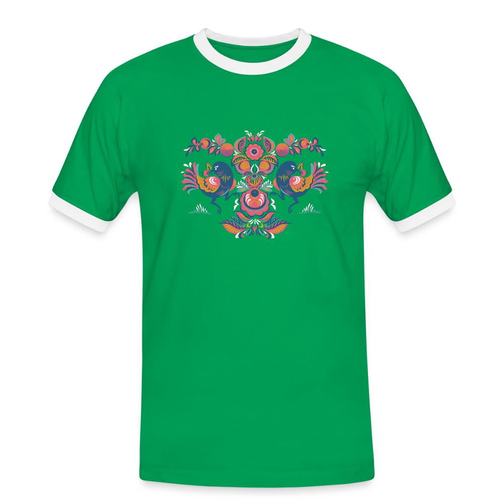 Mannen contrastshirt - kelly groen/wit