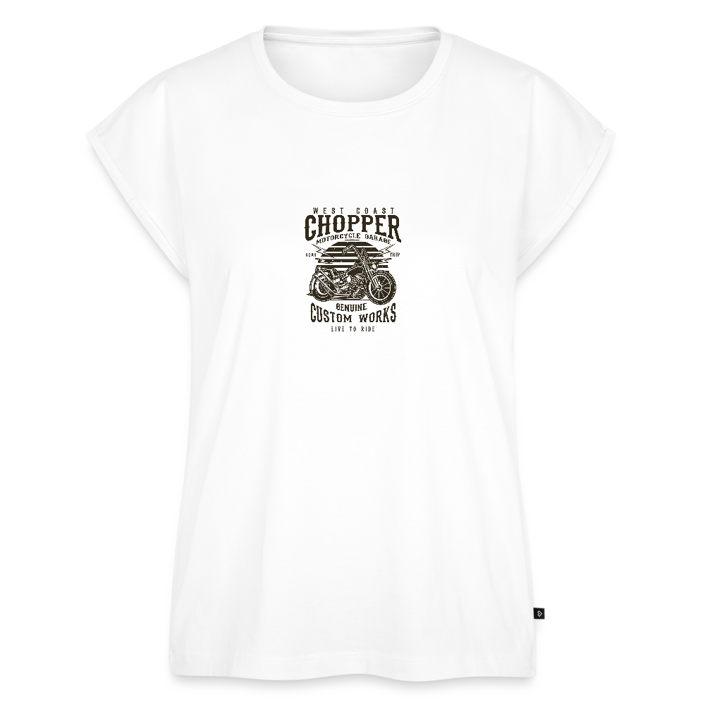 Vrouwen T-shirt met opgerolde mouwen - wit