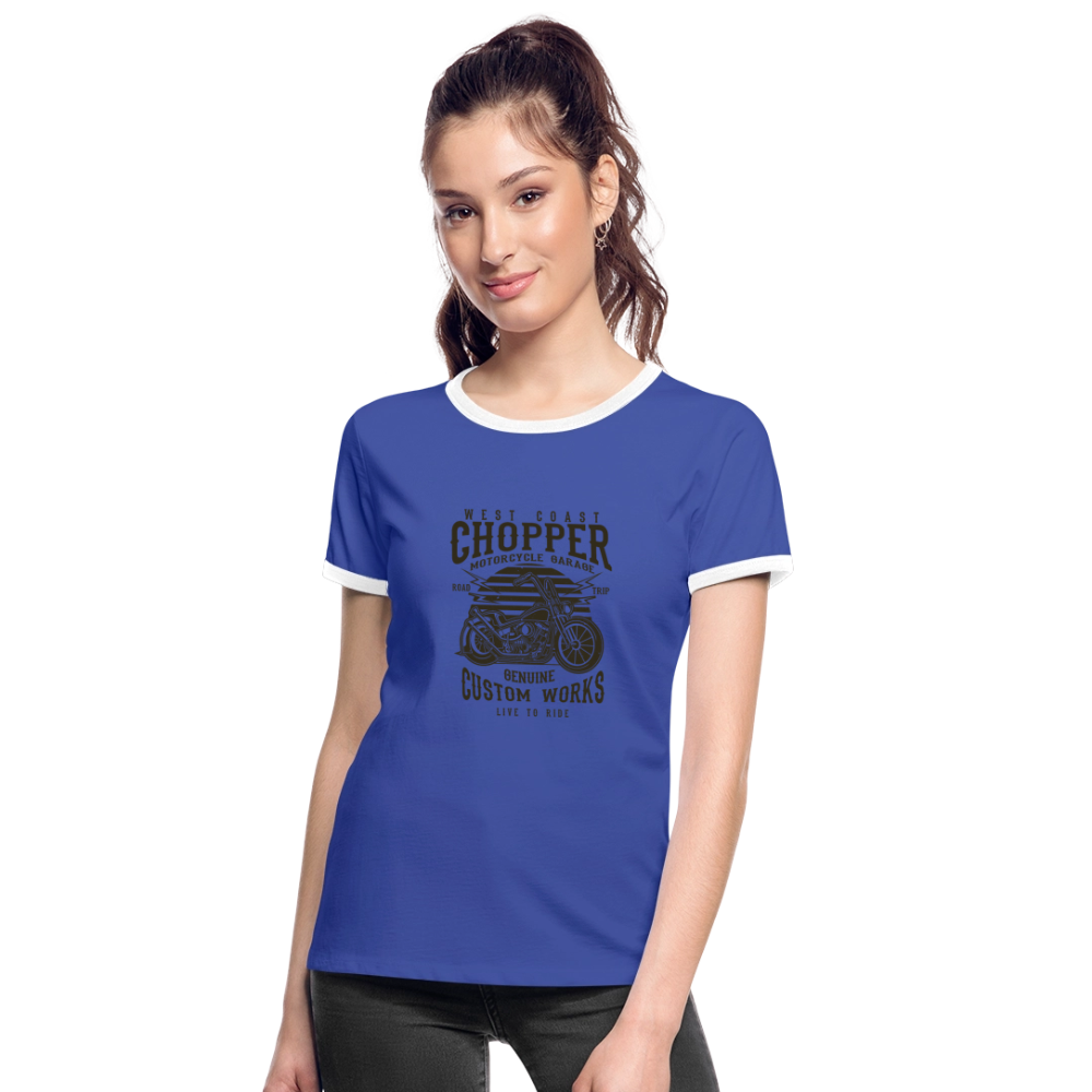 Vrouwen contrastshirt - blauw/wit