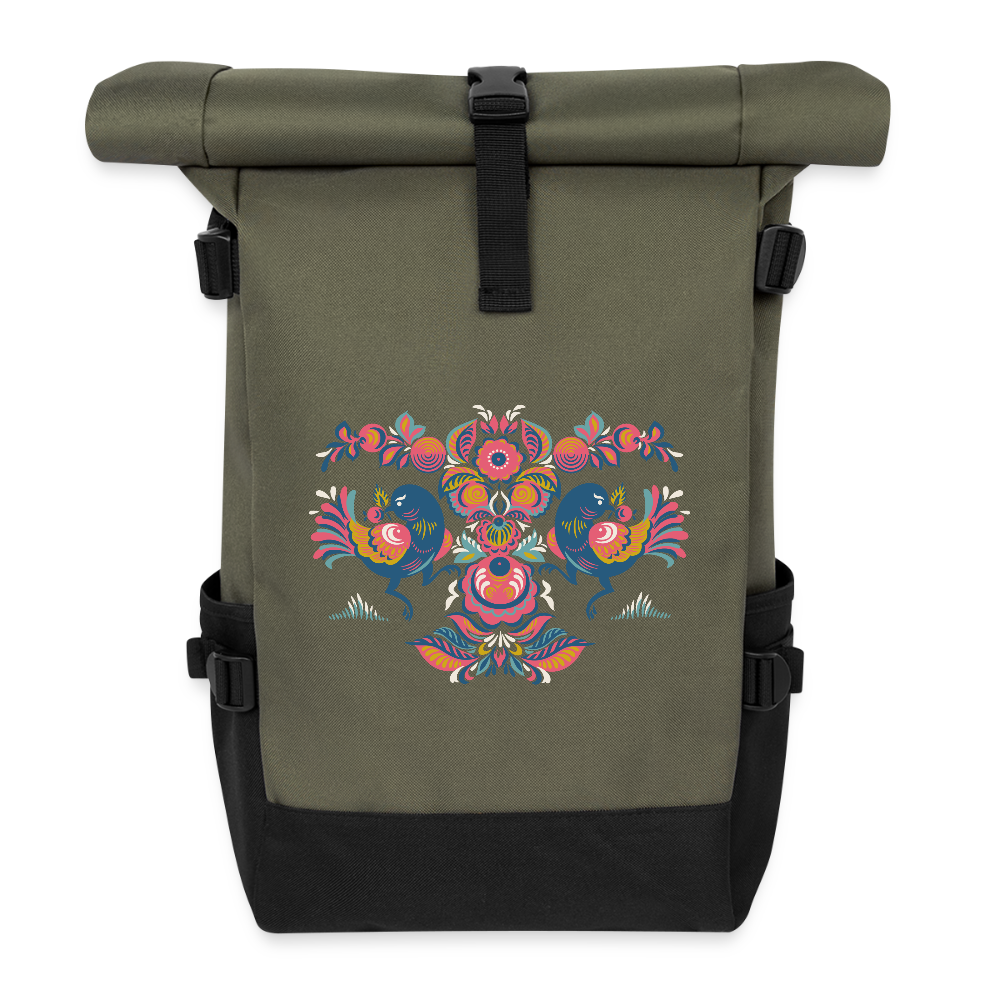 Rolltop rugzak - olijf/zwart